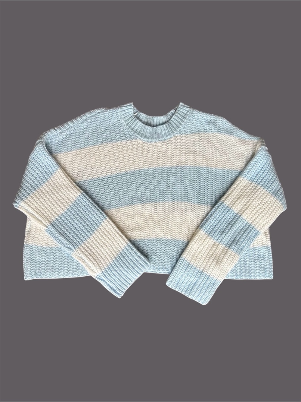 moon & madison Striped Crewneck Sweater in Light Blue & White